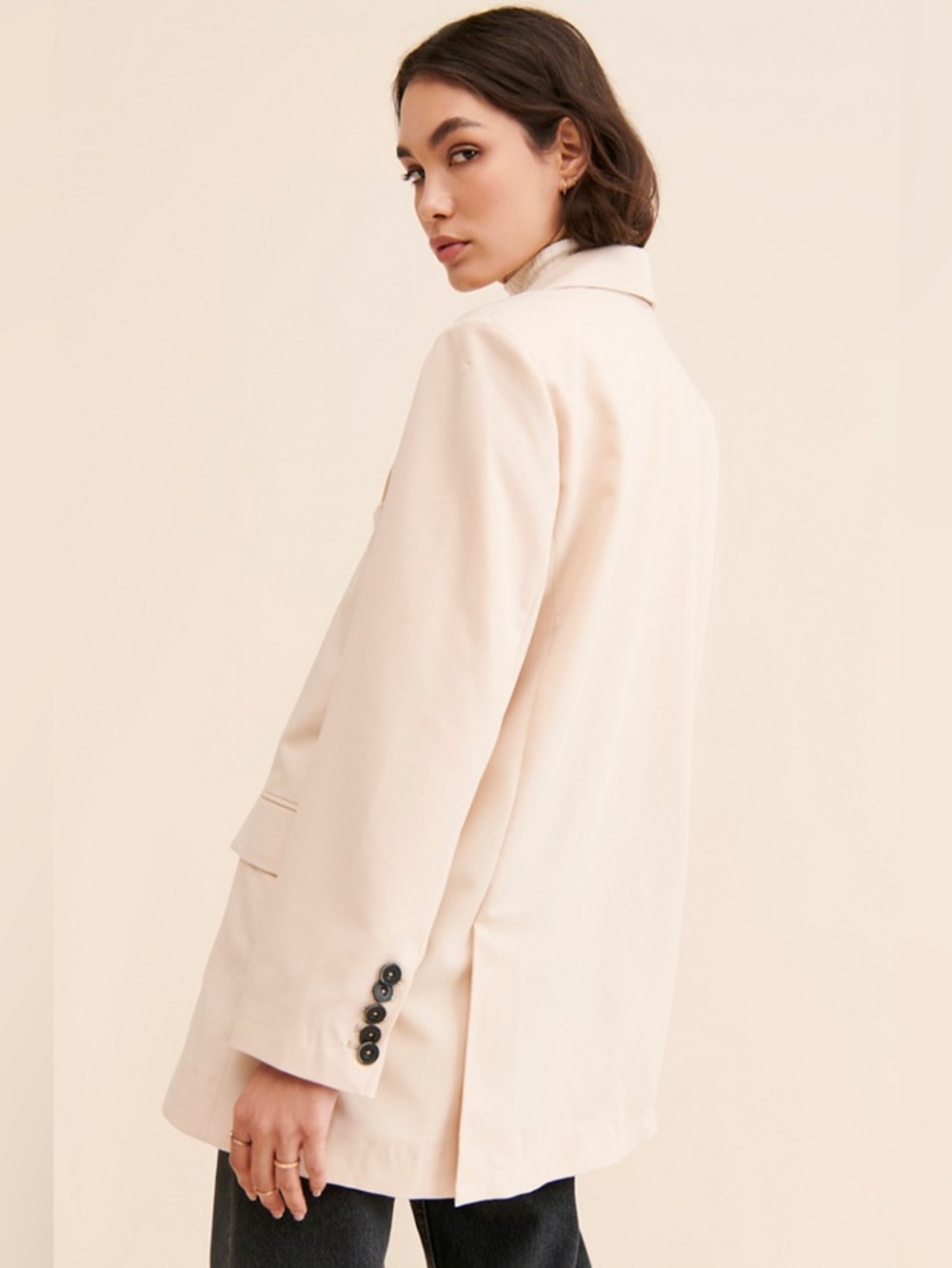 Free People We The Free- The Jay Oversized Blazer in Nude Beige - Picture 2 of 8